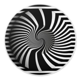 Bouton De Porte En Céramique Ceramic Knows - Psychedelic Art Swirl B/W