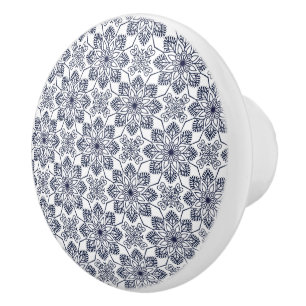 Bouton De Porte En Céramique Céramique Armoire Knob-Blue Flowers