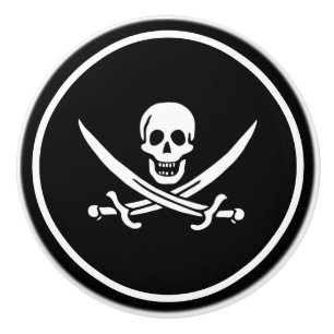 Bouton De Porte En Céramique Céramique Armoire Knob-Pirate Crâne et lames
