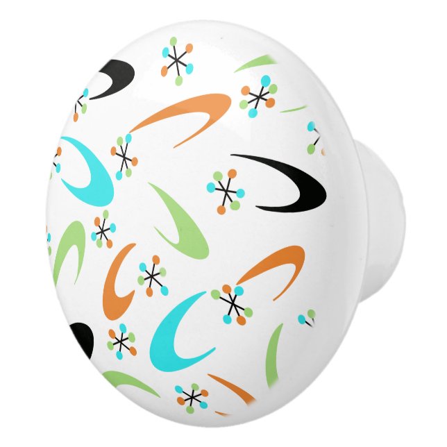 Bouton De Porte En Céramique Céramique atomique du milieu du siècle (Droite)