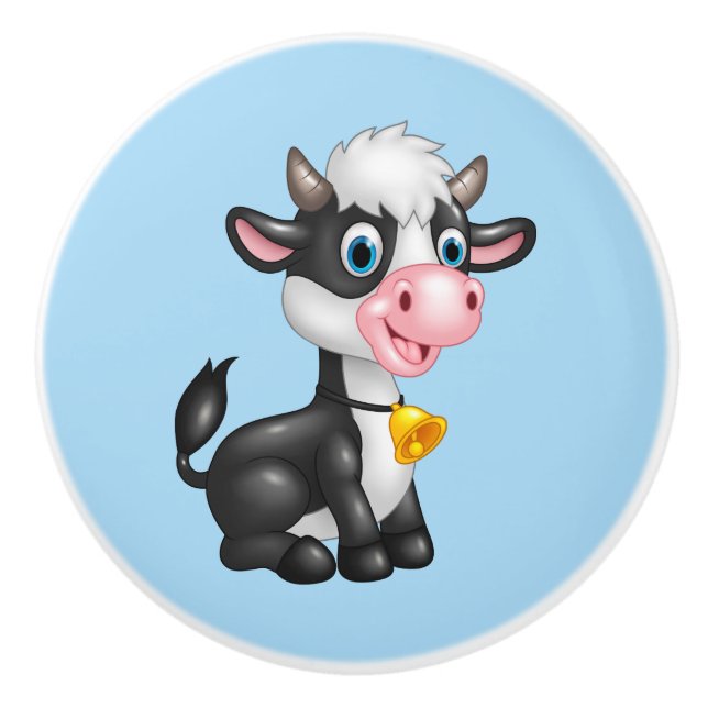 Bouton De Porte En Céramique Céramique Cabinet Knob-Baby Bull Cow (Devant)