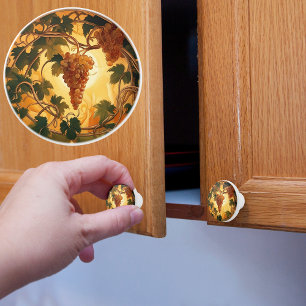 Bouton De Porte En Céramique Céramique de raisins d'or