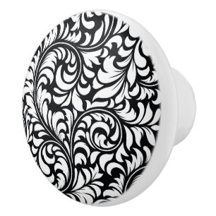 Bouton De Porte En Céramique Céramique floral Swirl Knob
