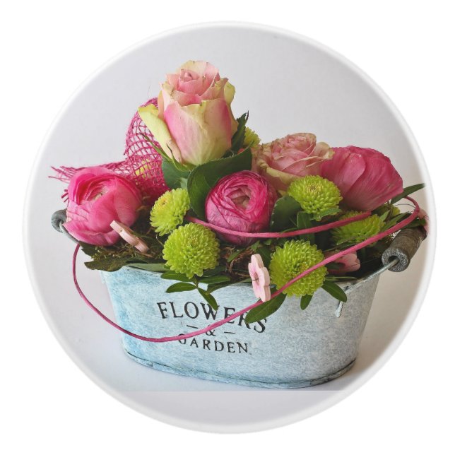 Bouton De Porte En Céramique Céramique Knob Dessiner Tirer Fleurs de campagne d (Devant)