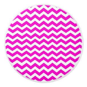 Bouton De Porte En Céramique Céramique noix/Chevron rose chaud