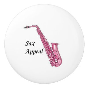 Bouton De Porte En Céramique Céramique rose saxophone Tirage