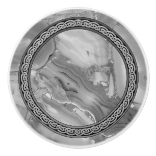 Bouton De Porte En Céramique Cercle celtique gris Vintage en marbre