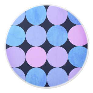 Bouton De Porte En Céramique Cercles bleu violet et rose