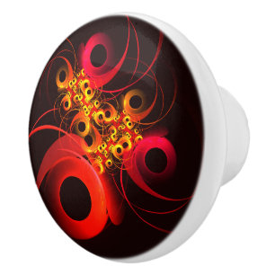 Bouton De Porte En Céramique Cercles colorés Motif d'art Abstrait moderne #08