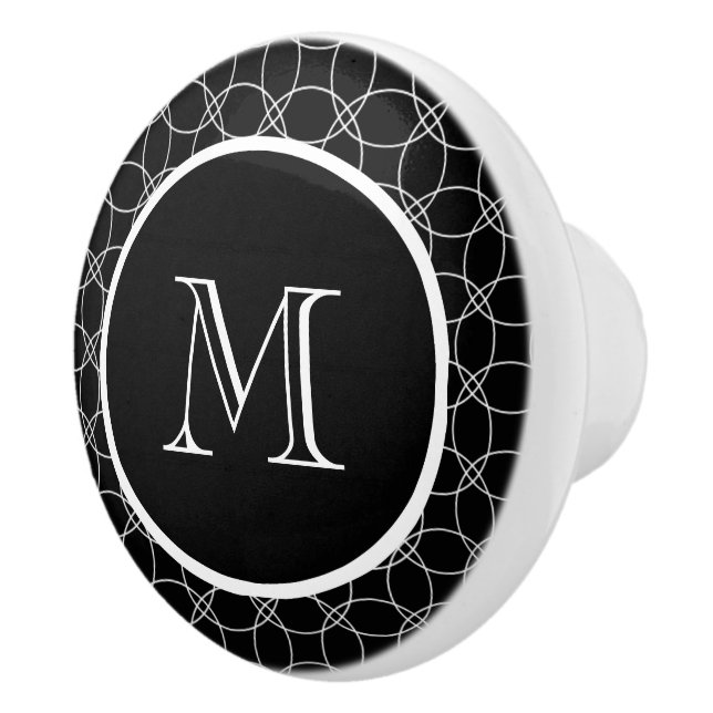 Bouton De Porte En Céramique Cercles de chevauchement Monogramme personnalisé (Droite)