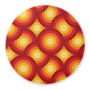 Bouton De Porte En Céramique Cercles géométriques groovy Rétro 1970
