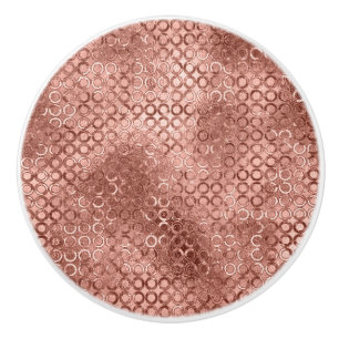 Bouton De Porte En Céramique Cercles Rose Gold Pailletés Luxe Rose Clair Brilla