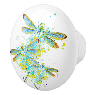 Bouton De Porte En Céramique Cercotémis vert splatter 