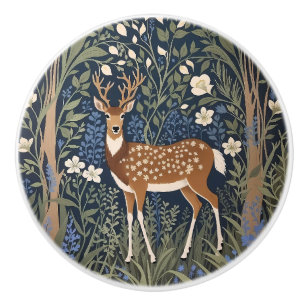 Bouton De Porte En Céramique Cerf dans la forêt de jacinthes inspiré de William