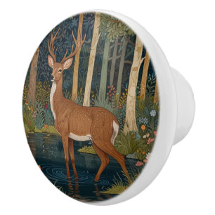 Bouton De Porte En Céramique Cerf de forêt rétro