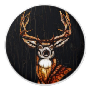 Bouton De Porte En Céramique Cerf en Bois Rustique Campagne Unique