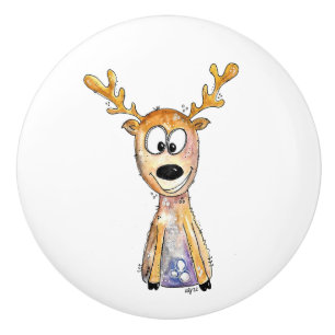 Bouton De Porte En Céramique Cerf mignon