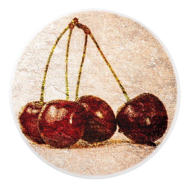 Bouton De Porte En Céramique Cerises (Devant)