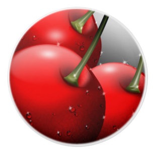 Bouton De Porte En Céramique Cerises avec gouttes de ragoût