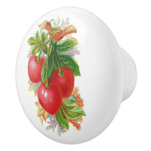 Bouton De Porte En Céramique Cerises vintages