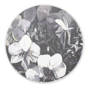 Bouton De Porte En Céramique Cerveau Orchidée noire et blanche