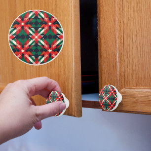 Bouton De Porte En Céramique C'Est La Saison De Noël Plaid