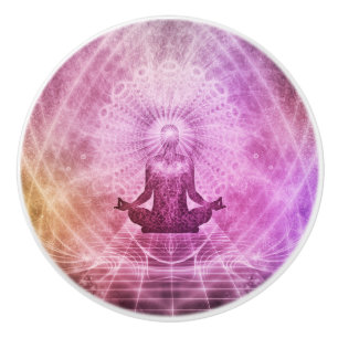 Bouton De Porte En Céramique Chakra Yoga Méditation Céramique Drawer Cabinet