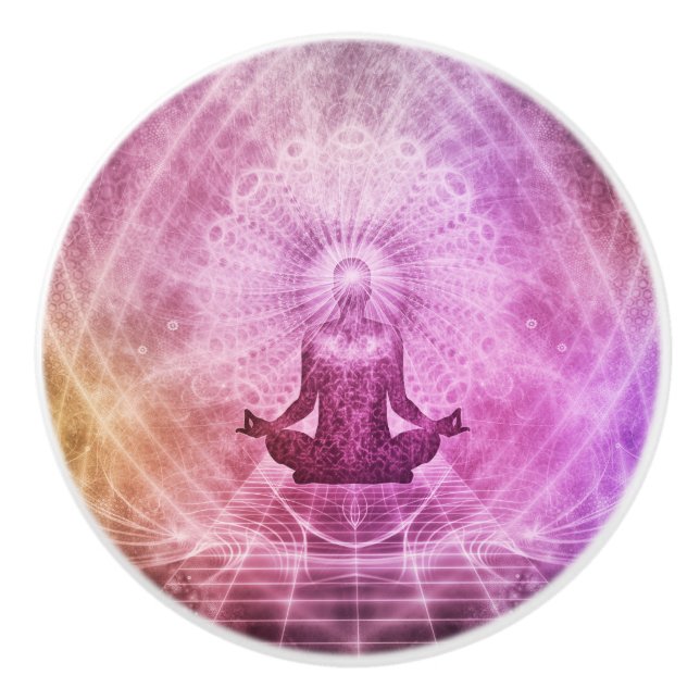 Bouton De Porte En Céramique Chakra Yoga Méditation Céramique Drawer Cabinet Kn (Devant)