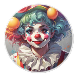 Bouton De Porte En Céramique Chambre de clown arc-en-ciel pour enfants