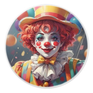 Bouton De Porte En Céramique Chambre d'enfant Arc-en-ciel Clown