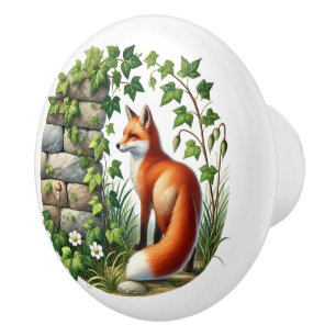Bouton De Porte En Céramique Chambre d'enfants renard mignon 