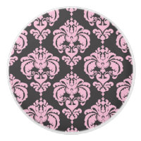 Chambre élégante et chic rose clair et gris damass