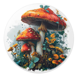 Bouton De Porte En Céramique Champignons Rétro Style Antique Vintage
