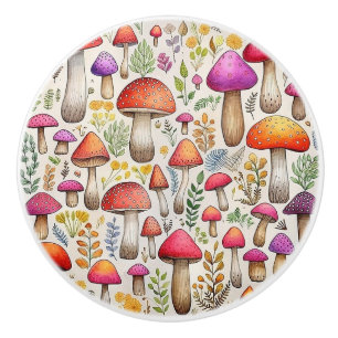 Bouton De Porte En Céramique Champignons Rétro Style Antique Vintage