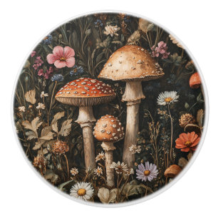 Bouton De Porte En Céramique Champignons Whimsical et Botanique Fleur sauvage
