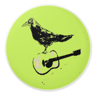Bouton De Porte En Céramique chant de guitare raven