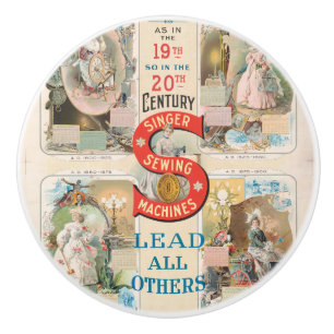 Bouton De Porte En Céramique Chanteur vintage - Machine à coudre et