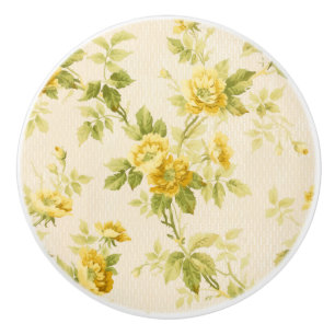 Bouton De Porte En Céramique Charmante ferme jaune d'or