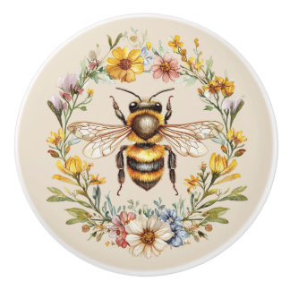 Bouton De Porte En Céramique Charme de couronne florale en céramique représenta