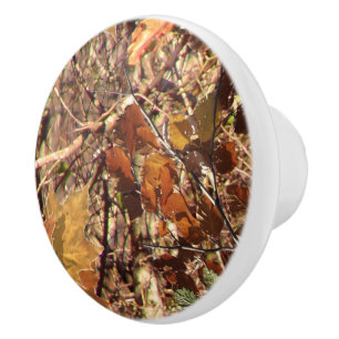 Bouton De Porte En Céramique Chasseur Automne Camo Peinture Camouflage