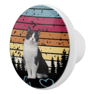 Bouton De Porte En Céramique Chat