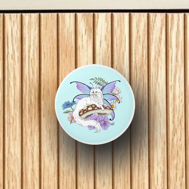Bouton De Porte En Céramique Chat blanc (Créateur téléchargé)