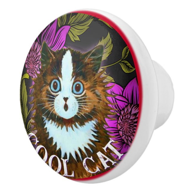 BOUTON DE PORTE EN CÉRAMIQUE CHAT COOL SURPRISE (Droite)