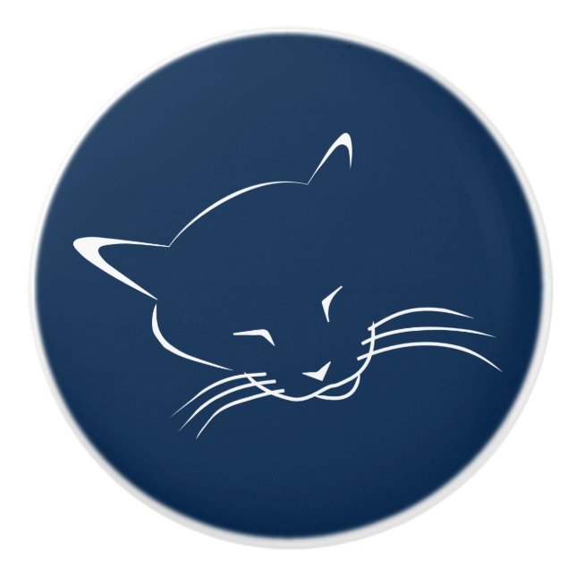 Bouton De Porte En Céramique Chat endormi (Devant)