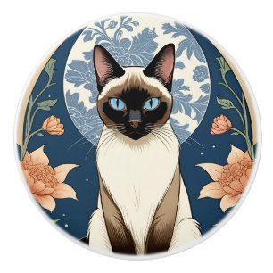 Bouton De Porte En Céramique Chat Exotique N° 1 Tête En Céramique