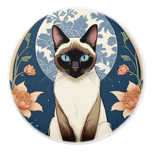 Bouton De Porte En Céramique Chat Exotique N° 1 Tête En Céramique (Devant)