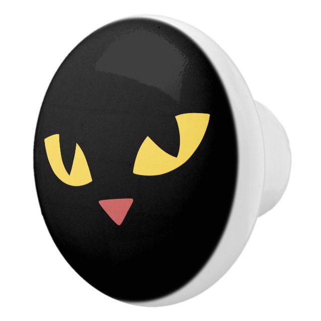 Bouton De Porte En Céramique Chat noir (Droite)