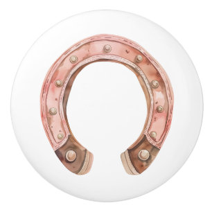 Bouton De Porte En Céramique Chaussure Cheval de l'Ouest rose