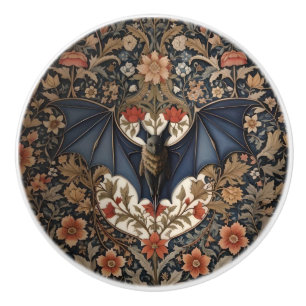 Bouton De Porte En Céramique Chauve-souris volante - Floral moderne de William