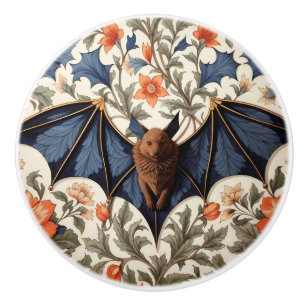 Bouton De Porte En Céramique Chauve-souris volante motif floral inspiré de Will